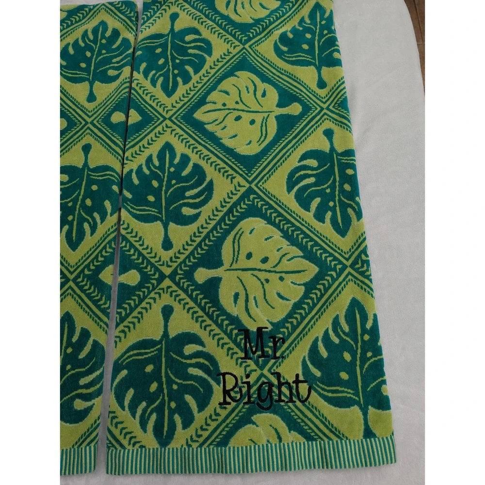 Mr. Right Mrs. Always Right Beach Towels Set of 2 Wedding Anniversary